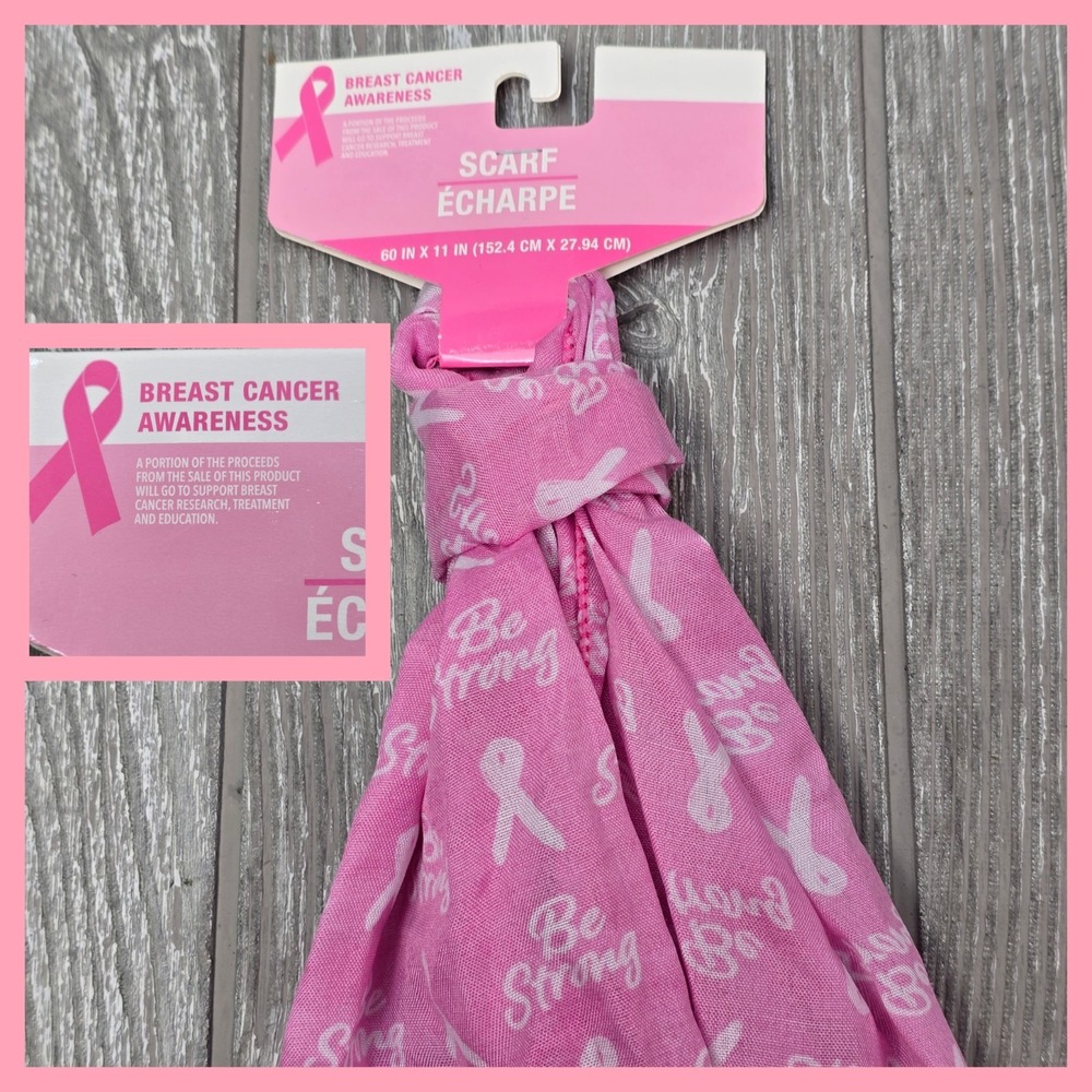Scarf Breast Cancer Awareness Pink Ribbon Scarf 11 X 60 Pink NWT